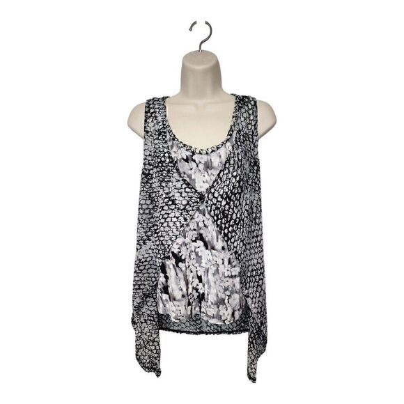 Simply Vera by Vera Wang Women's Button-down Double Layered Shirt Size M Black - Picture 6 of 12